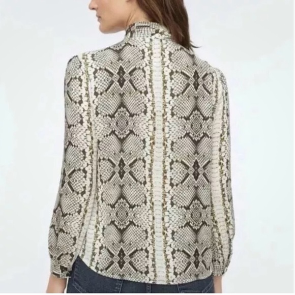 J. Crew Drapery Tie-Neck Snakeskin Print Blouse Size 12 - Picture 2 of 11